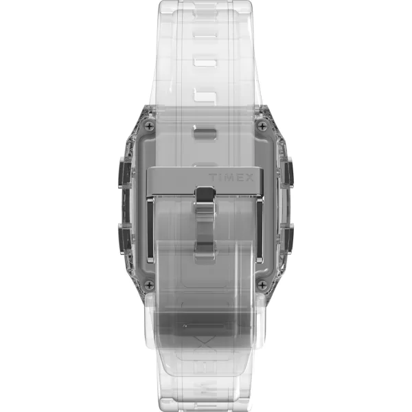 Timex Unisex Q LCA 35mm Watch  Gray Strap Digital Dial Gray CaseClearDigitalClear