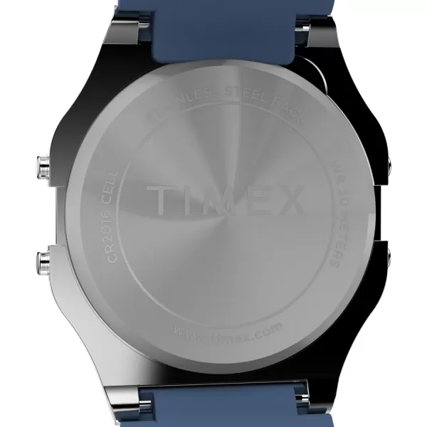 Timex Unisex T80 34mm Watch  Blue Strap Digital Dial SilverTone Case