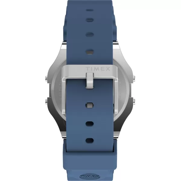 Timex Unisex T80 34mm Watch  Blue Strap Digital Dial SilverTone Case
