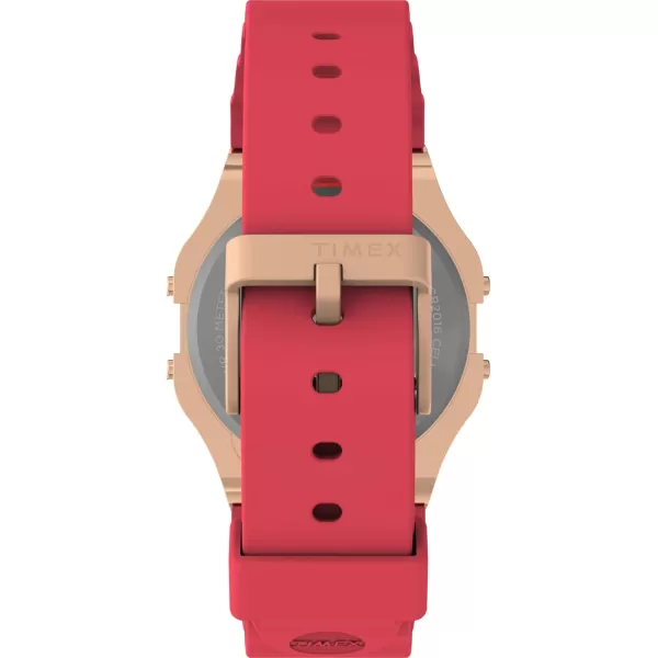 Timex Unisex T80 34mm Watch  Pink Strap Digital Dial Rose GoldTone Case