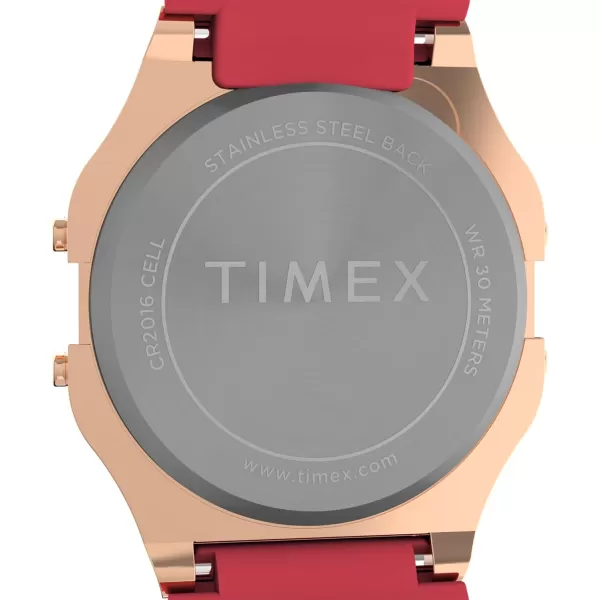 Timex Unisex T80 34mm Watch  Pink Strap Digital Dial Rose GoldTone Case