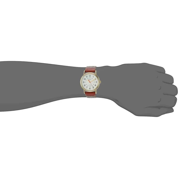 Timex Unisex TW2R42100 Weekender 38 TanBrownCream FabricLeather Strap Watch