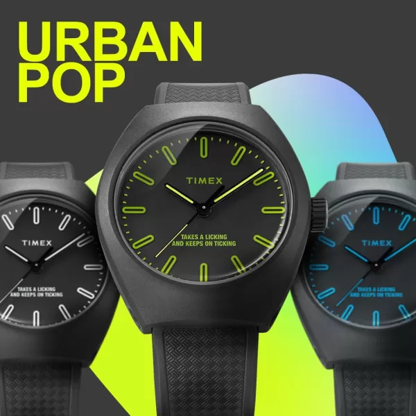 Timex Unisex Urban Pop 40mm Watch  Black Strap Black Dial Black CaseBlackBlackBlackBlue