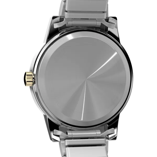 Timex Womens Main Street 25mm Watch  SilverTone Expansion Band Mother of Pearl Dial SilverTone CaseTwoToneMother of PearlTwoTone