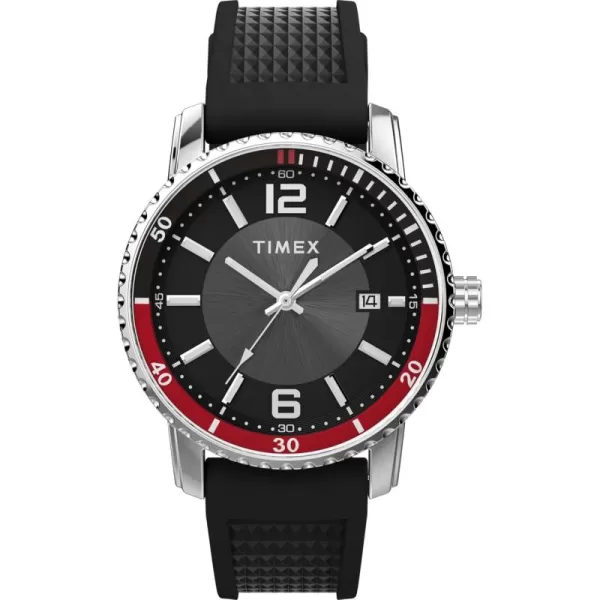 Timex Mens Dress 41mm Watch  Blue Strap Blue Dial Stainless Steel CaseBlackBlackStainless Steel