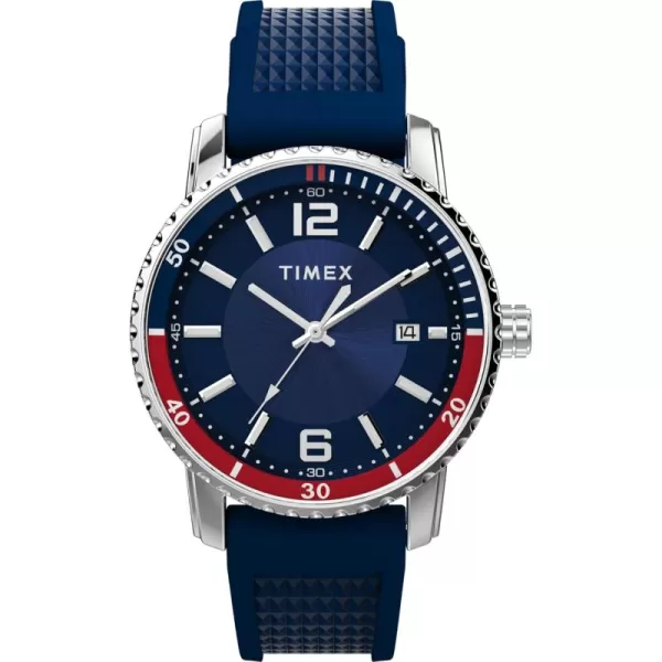 Timex Mens Dress 41mm Watch  Blue Strap Blue Dial Stainless Steel CaseBlueBlueStainless Steel
