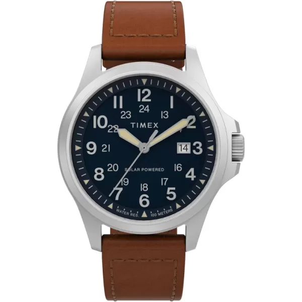 Timex Mens Expedition North Field Post Solar 41mm WatchBrownBlue