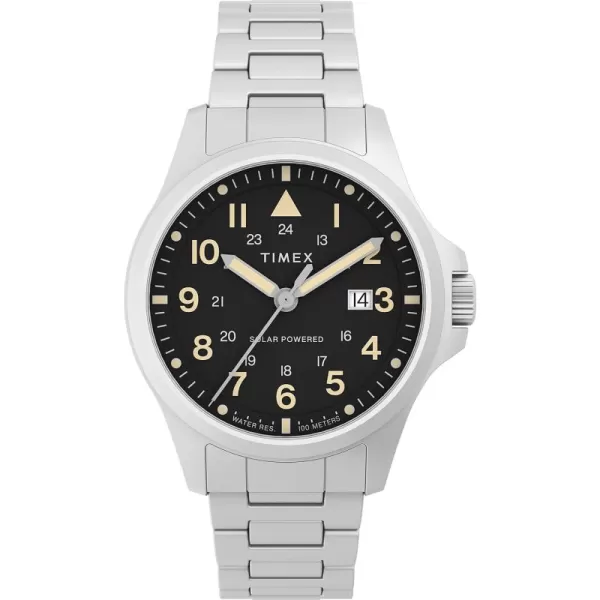 Timex Mens Expedition North Field Post Solar 41mm WatchSilverToneBlack