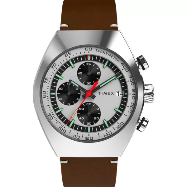 Timex Mens Legacy Tonneau 42mm Watch  Black Strap Black Dial Stainless Steel CaseBrownSilverToneStainless Steel