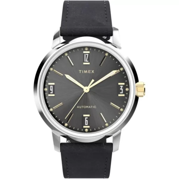 Timex Mens Marlin Automatic 40mm Watch  Black Strap Black Dial Stainless Steel Case
