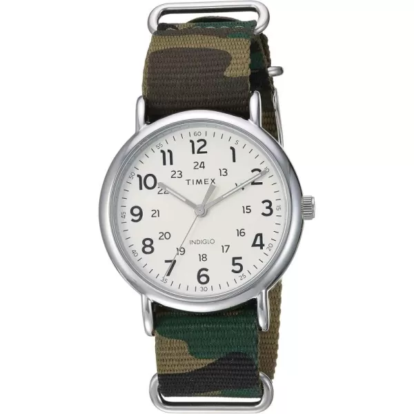 Timex Mens TW2T30800 Weekender 40mm Green Camo Nylon SlipThru Strap Watch