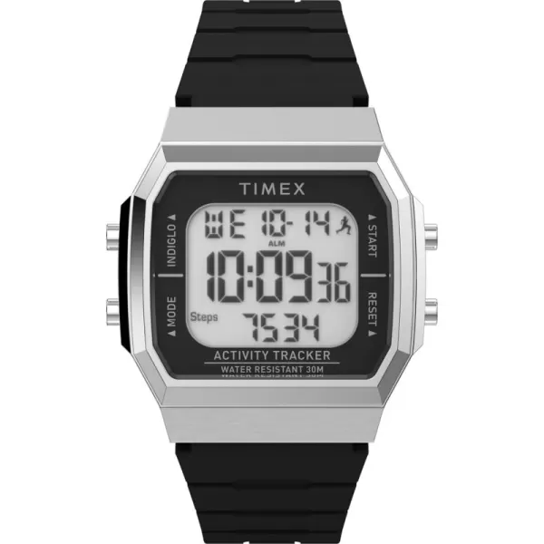 Timex Unisex Activity Tracker 40mm Watch  Red Strap Digital Dial SilverTone Case