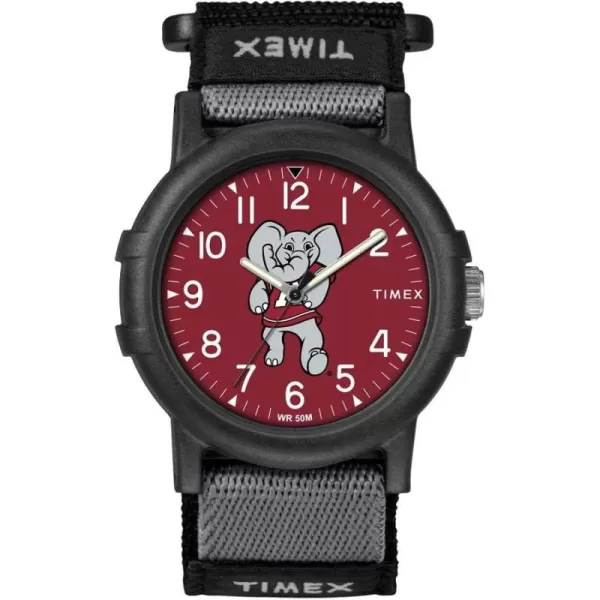Timex Unisex Collegiate Recruit 38mm Watch  Tennessee Volunteers with Black Fabric StrapAlabama Crimson Tide