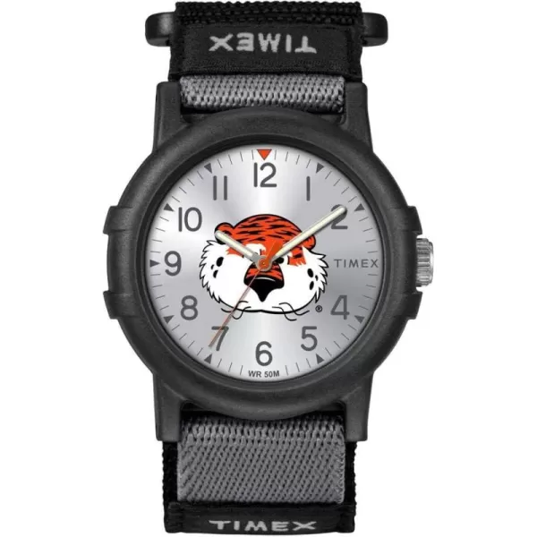 Timex Unisex Collegiate Recruit 38mm Watch  Tennessee Volunteers with Black Fabric StrapAuburn Tigers