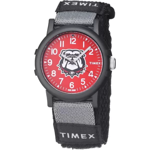 Timex Unisex Collegiate Recruit 38mm Watch  Tennessee Volunteers with Black Fabric StrapGeorgia Bulldogs