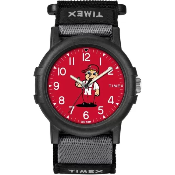 Timex Unisex Collegiate Recruit 38mm Watch  Tennessee Volunteers with Black Fabric StrapNebraska Cornhuskers