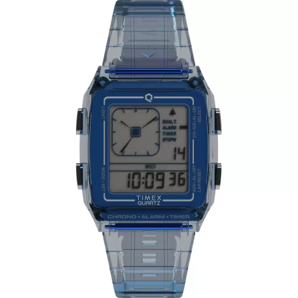 Timex Unisex Q LCA 35mm Watch  Gray Strap Digital Dial Gray CaseBlueDigitalBlue