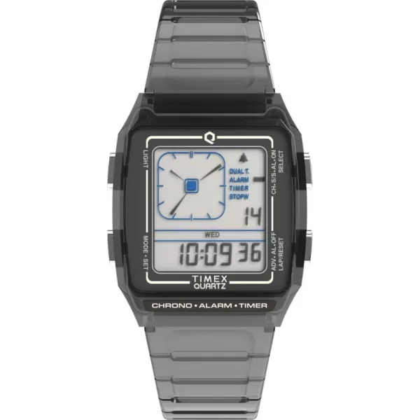 Timex Unisex Q LCA 35mm Watch  Gray Strap Digital Dial Gray CaseGrayDigitalGray