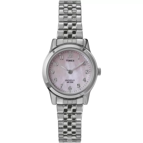 Timex Womens Main Street 25mm Watch  SilverTone Expansion Band Mother of Pearl Dial SilverTone CaseSilverToneMother of PearlSilverTone