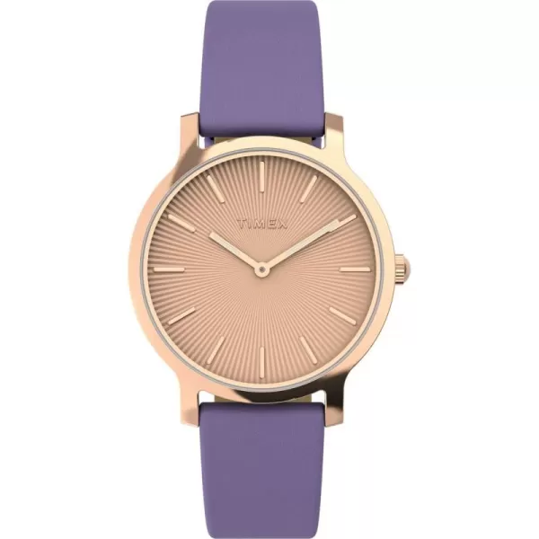 Timex Womens Transcend 34mm WatchPurpleRose GoldTone