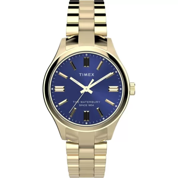Timex Womens Waterbury Traditional 34mm Watch  GoldTone Bracelet Blue Dial GoldTone CaseGoldToneBlueGoldTone