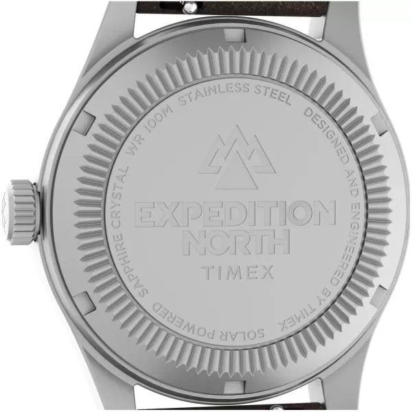 Timex Mens Expedition North Field Solar 36mm Watch  Brown Strap Black Dial Stainless Steel Case
