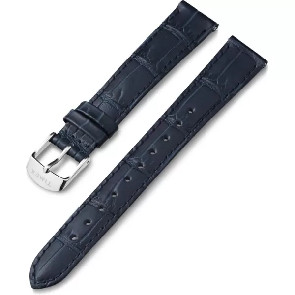 Timex 16mm Genuine Leather Strap  Blue with SilverTone BuckleBlue CrocoSilverTone