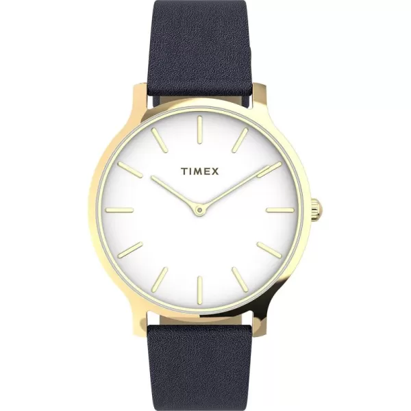 Timex Dress WatchBlueGoldToneWhite