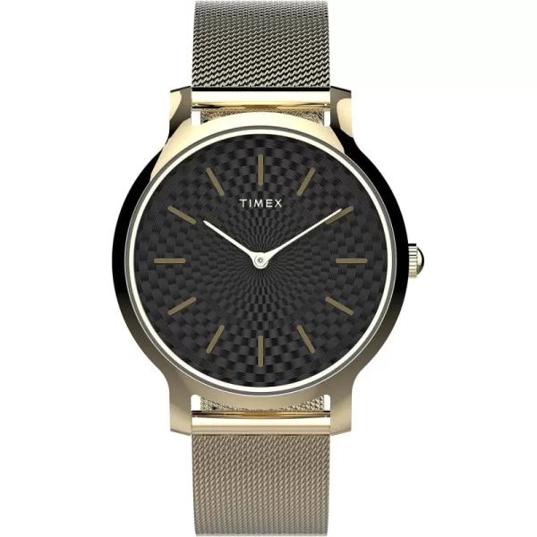 Timex Dress WatchGoldToneBlack Mesh