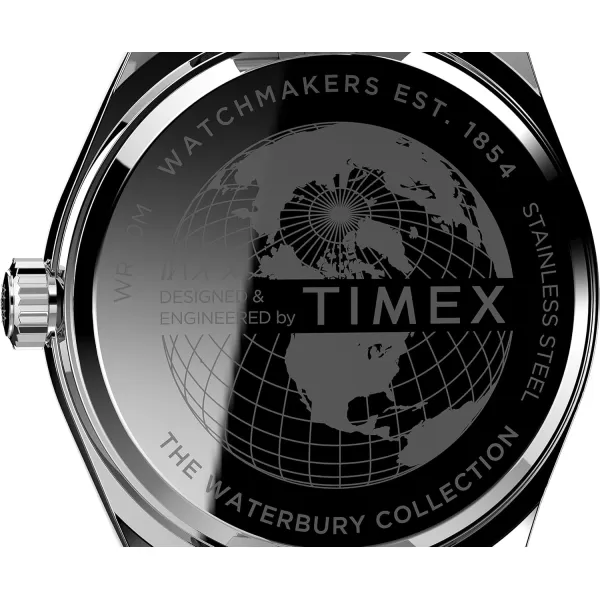 Timex Mens Waterbury 41mm Watch  Stainless Steel Bracelet Blue Dial Stainless Steel CaseBrownStainless
