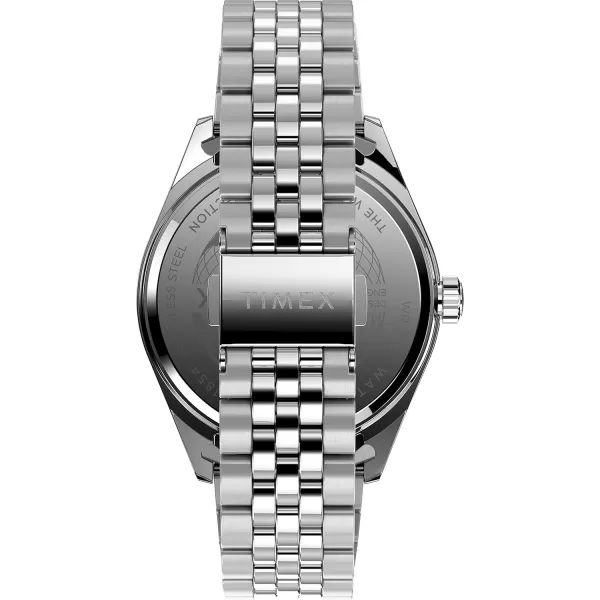 Timex Mens Waterbury 41mm Watch  Stainless Steel Bracelet Blue Dial Stainless Steel CaseBrownStainless