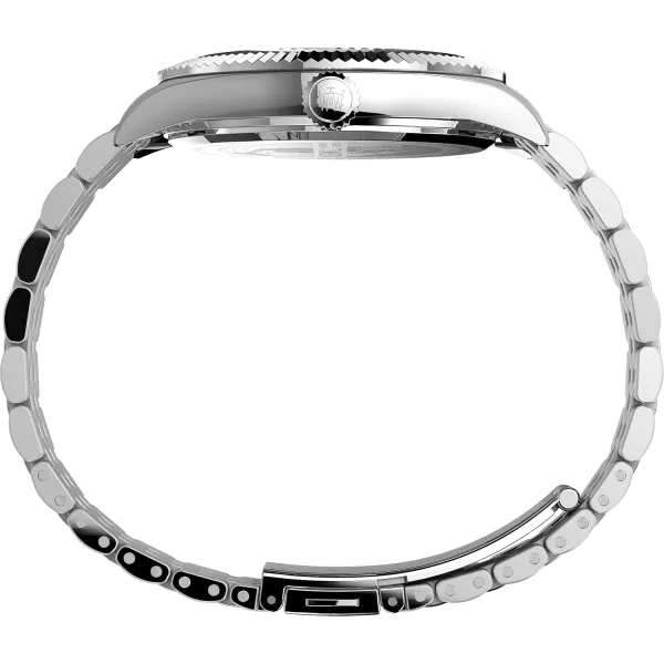 Timex Mens Waterbury 41mm Watch  Stainless Steel Bracelet Blue Dial Stainless Steel CaseBrownStainless