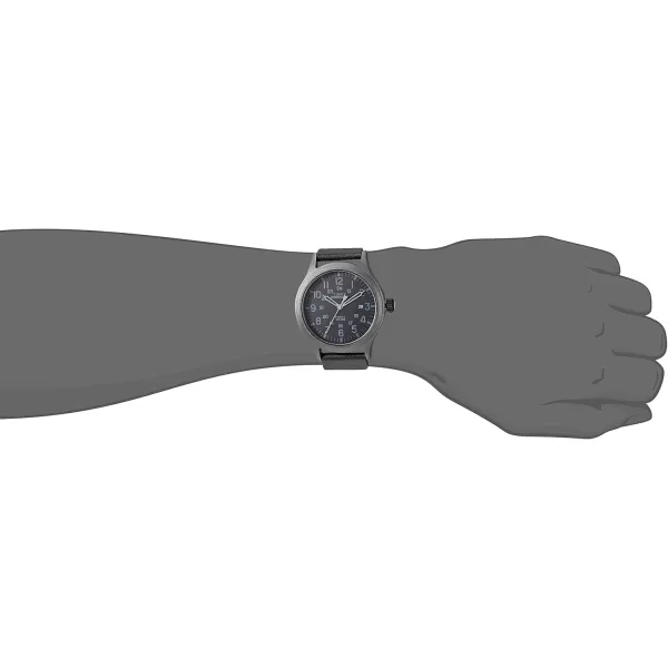Timex Mens Expedition Scout 40mm Watch  Black Case Black Dial with Black Fabric ampamp Leather Strap