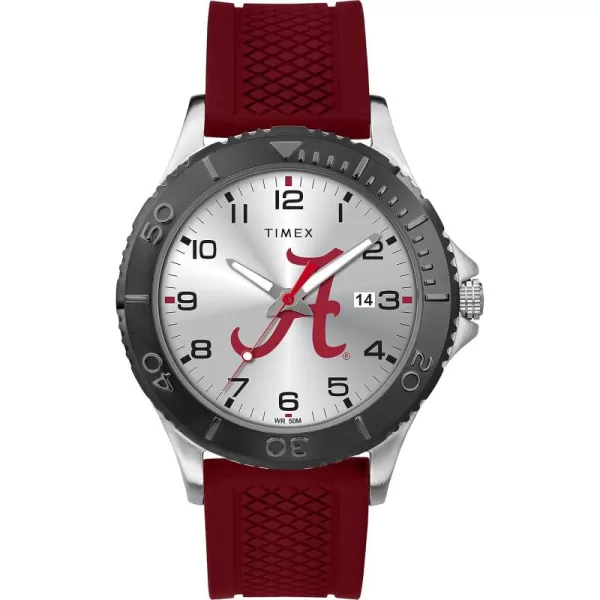 Timex Tribute Mens Collegiate Gamer 42mm Watch  Alabama Crimson Tide with Crimson Silicone Strap