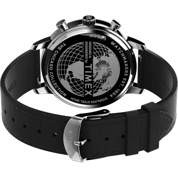 Timex Mens Chicago DayDate 45mm WatchBlackBlackSilverToneChrono