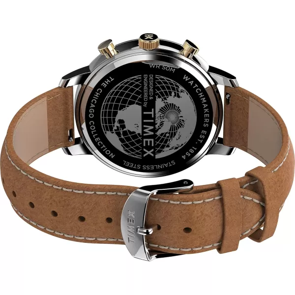 Timex Mens Chicago DayDate 45mm WatchBrownTwoToneBlue