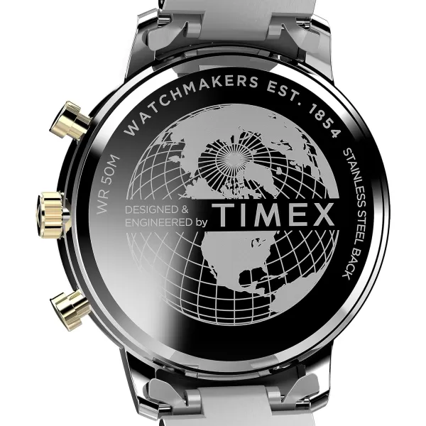 Timex Mens Chicago DayDate 45mm WatchTwoToneBlueTwoTone