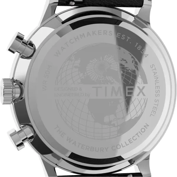 Timex Mens Waterbury Classic 40mm WatchBlackWhiteStainless SteelChrono