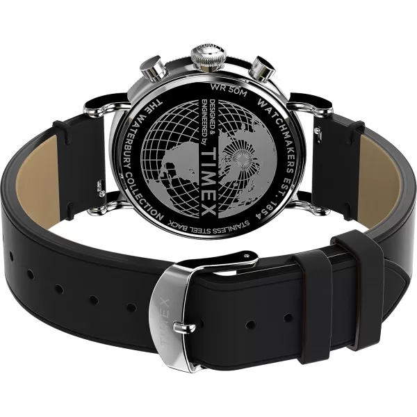 Timex Mens Waterbury Traditional 40mm WatchBlackBlackSilverToneChrono