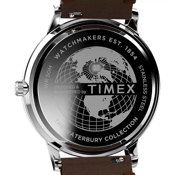 Timex Mens Waterbury Traditional 40mm WatchBrownBlueStainless Steel