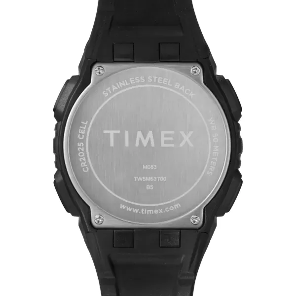 Timex Unisex Digital 43mm WatchBlackBlackDigitalOrange
