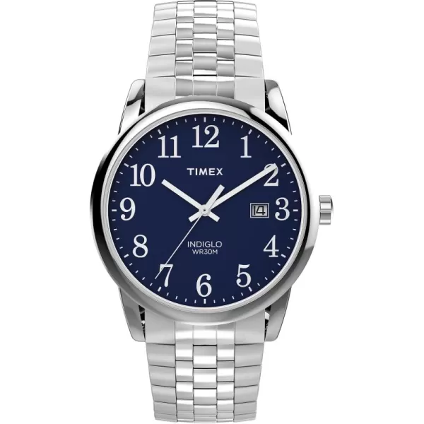 Timex Mens Easy Reader WatchSilverToneSilverToneBlue38mm