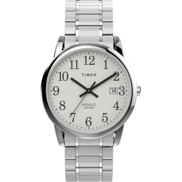 Timex Mens Easy Reader WatchSilverToneSilverToneWhite35mm