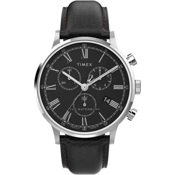 Timex Mens Waterbury Classic 40mm WatchBlackBlackStainless SteelChrono
