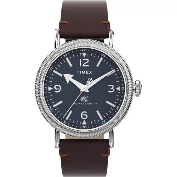 Timex Mens Waterbury Traditional 40mm WatchBrownBlueSilverTone