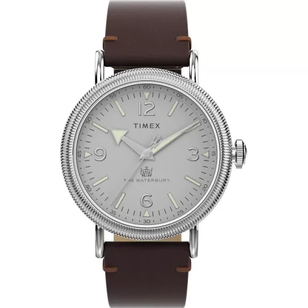 Timex Mens Waterbury Traditional 40mm WatchBrownSilverToneSilverTone