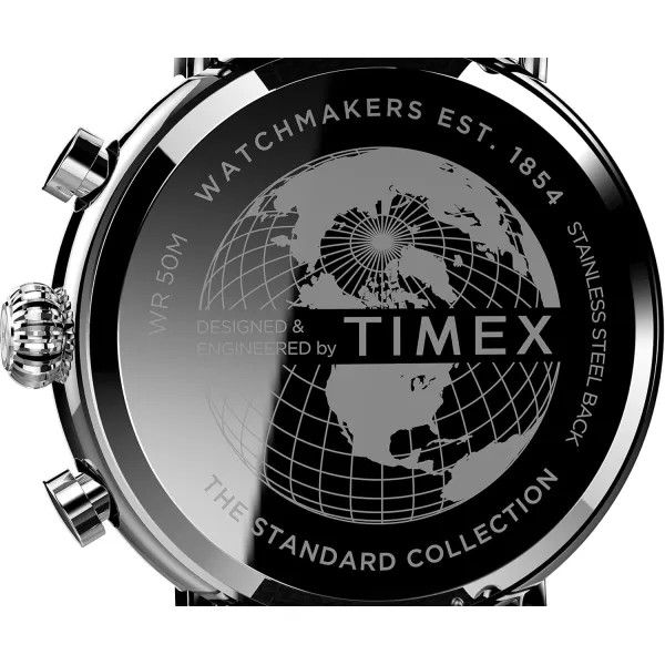 Timex Mens Chronograph 41mm WatchBlackGreenSilverTone