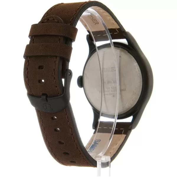 Timex Mens Expedition Scout 40mm Watch  Cream Dial Black Case ampamp Brown Leather Strap