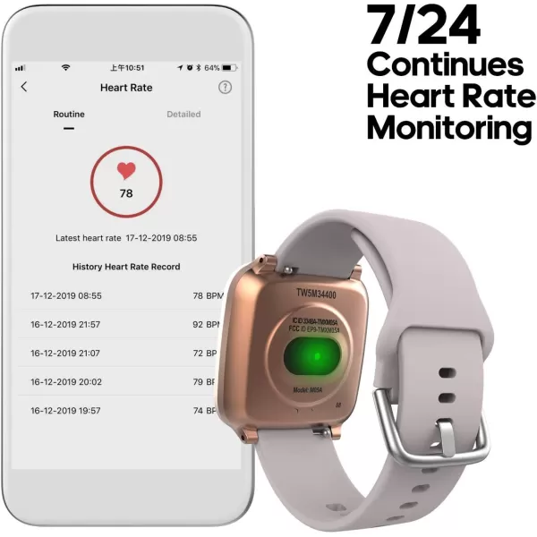 iConnect By Timex Active Smartwatch with Heart Rate Notifications and Activity TrackingBlushRose Gold