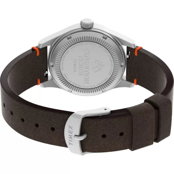 Timex Mens Expedition North Field Solar 36mm Watch  Brown Strap Black Dial Stainless Steel Case